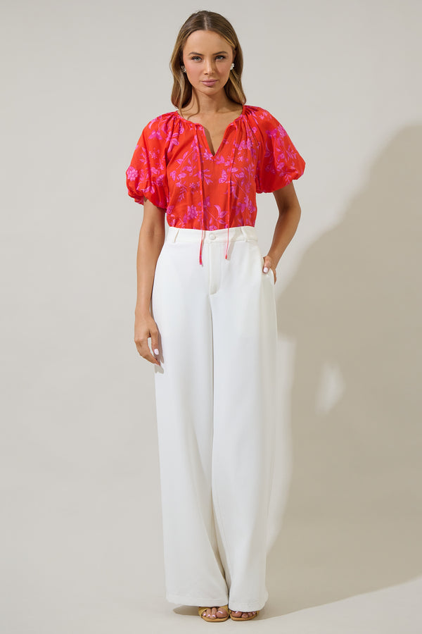 Sugarlips Fia Floral Overseas Balloon Sleeve Top