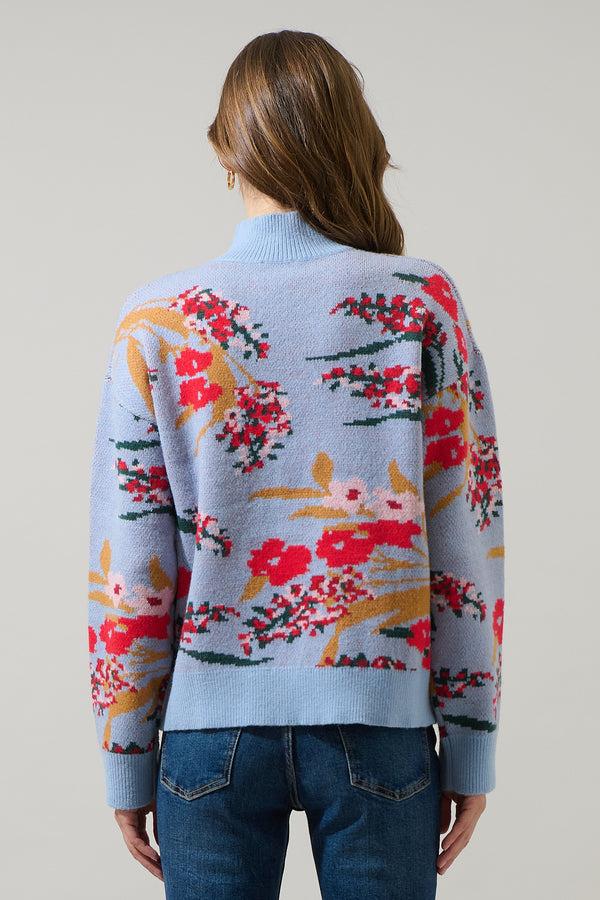 Sugarlips Fifi Floral Mock Neck Sweater