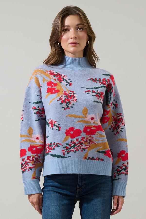 sugarlips Fifi Floral Mock Neck Sweater