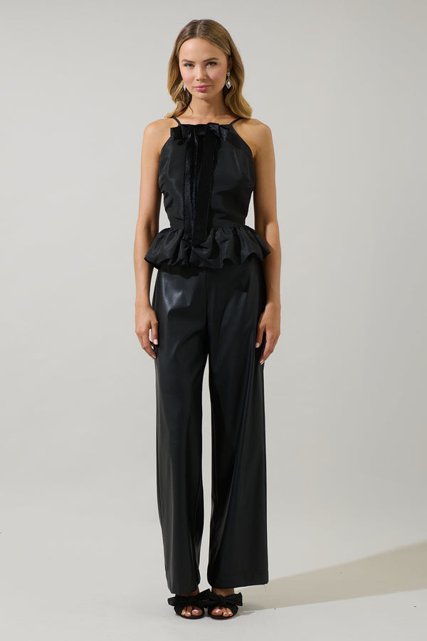 Sugarlips Finda Velvet Bow Peplum Top