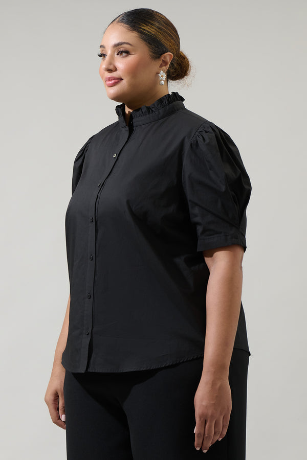 Sugarlips Finley Ruffle Button Down Top Curve