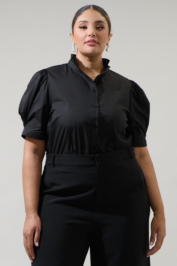 sugarlips Finley Ruffle Button Down Top Curve