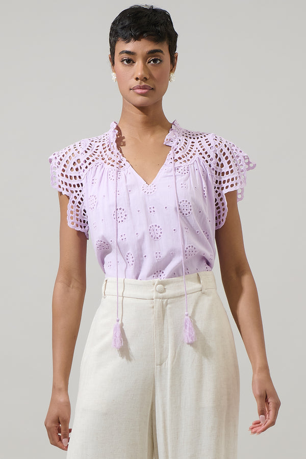 sugarlips Finna Lace Tassel Tie Top