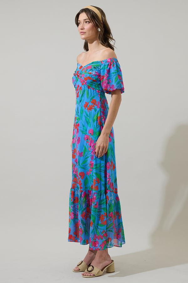 Sugarlips Finy Floral Dariana Pleated Maxi Dress