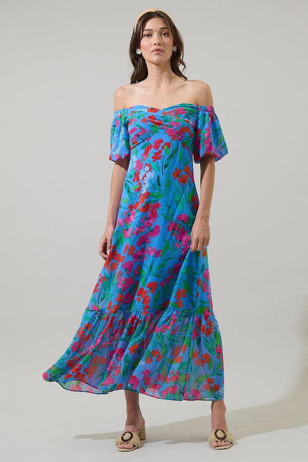sugarlips Finy Floral Dariana Pleated Maxi Dress