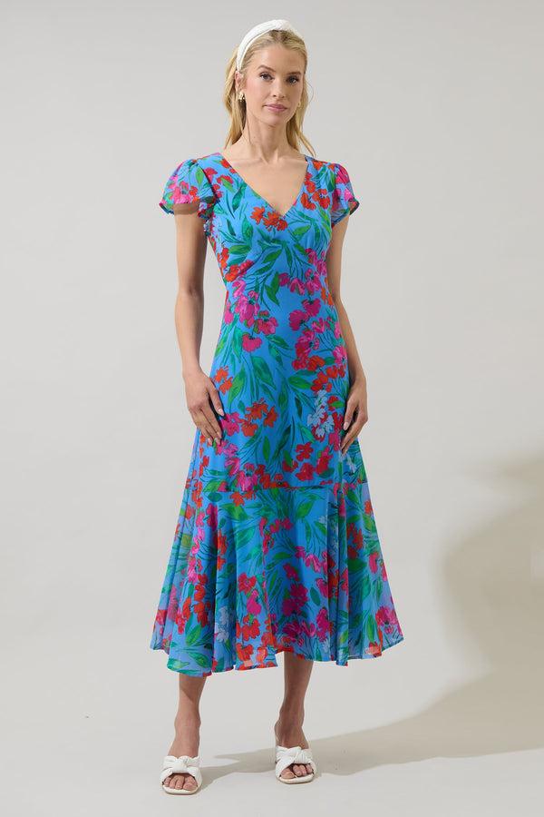 sugarlips Finy Floral Perth Flare Midi Dress