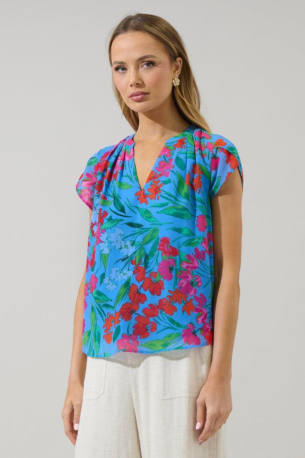 Sugarlips Finy Floral Souris Pleated Blouse