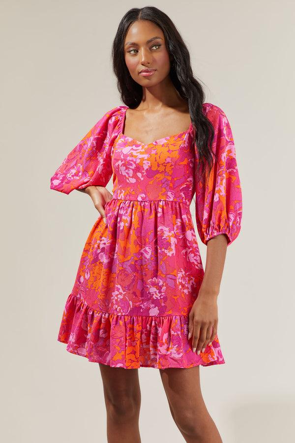 Sugarlips Flirty Floral Evy Sweetheart Mini Dress