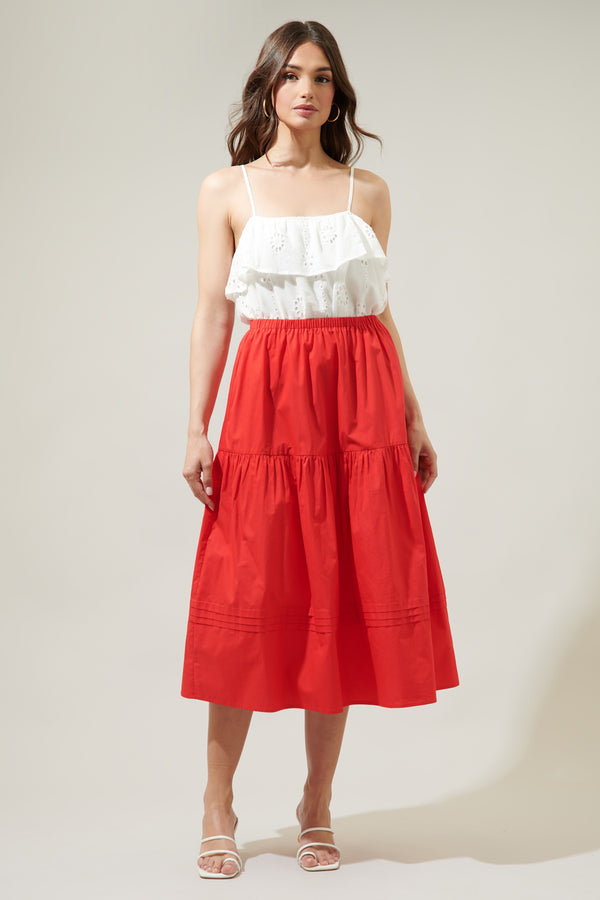 Sugarlips Flores Pleated Midi Skirt