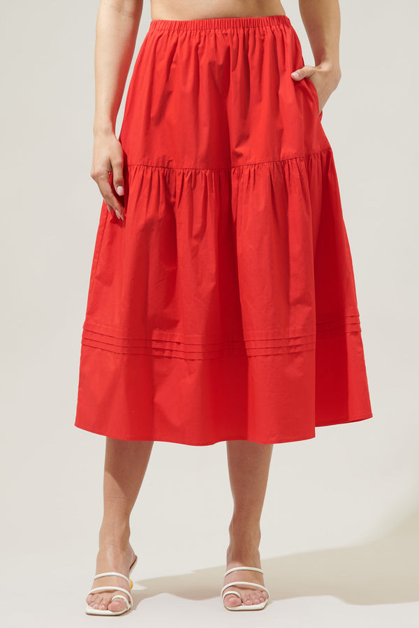 sugarlips Flores Pleated Midi Skirt