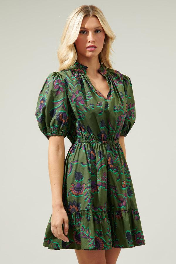 Sugarlips Forrest Floral Marissa Mini Poplin Dress