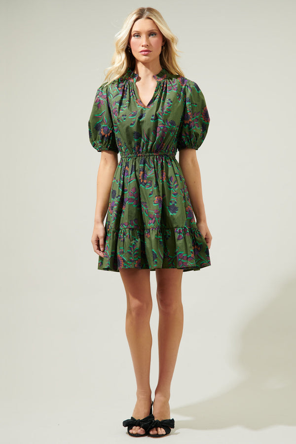 Sugarlips Forrest Floral Marissa Mini Poplin Dress