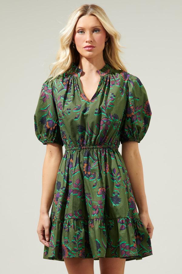 sugarlips Forrest Floral Marissa Mini Poplin Dress