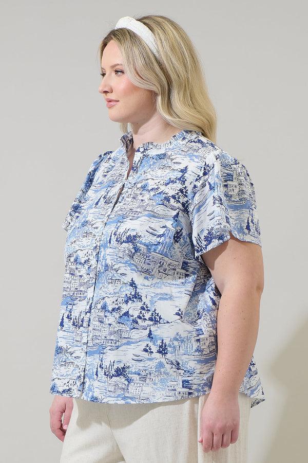 Sugarlips Francine Toile Fabiola Ruffle Top Curve