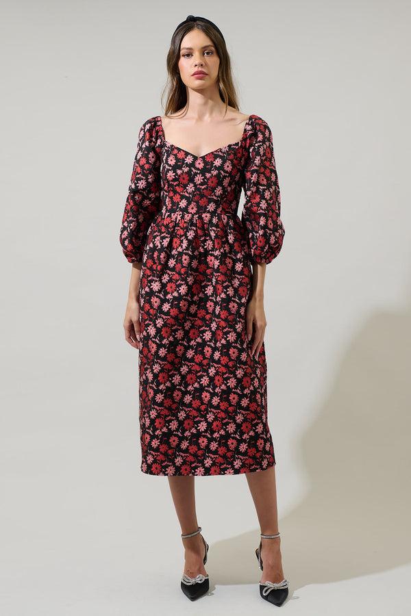 sugarlips Fredonia Floral Dila Jacquard Midi Dress