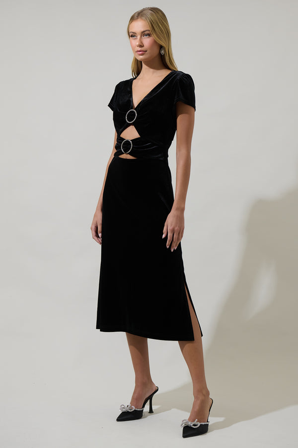 Sugarlips Fridley Velvet Cut Out Midi Dress