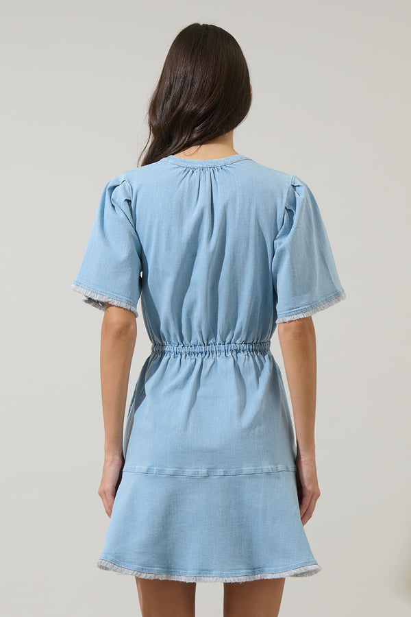 Sugarlips Gabriella Denim Fray Mini Dress