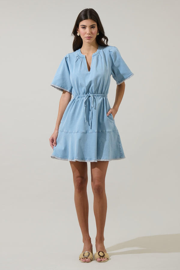 Sugarlips Gabriella Denim Fray Mini Dress