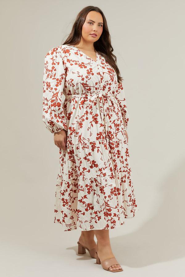 Sugarlips Garnet Floral Midi Dress Curve