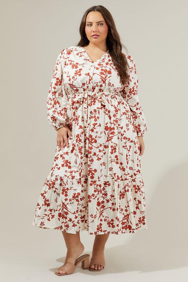 Sugarlips Garnet Floral Midi Dress Curve