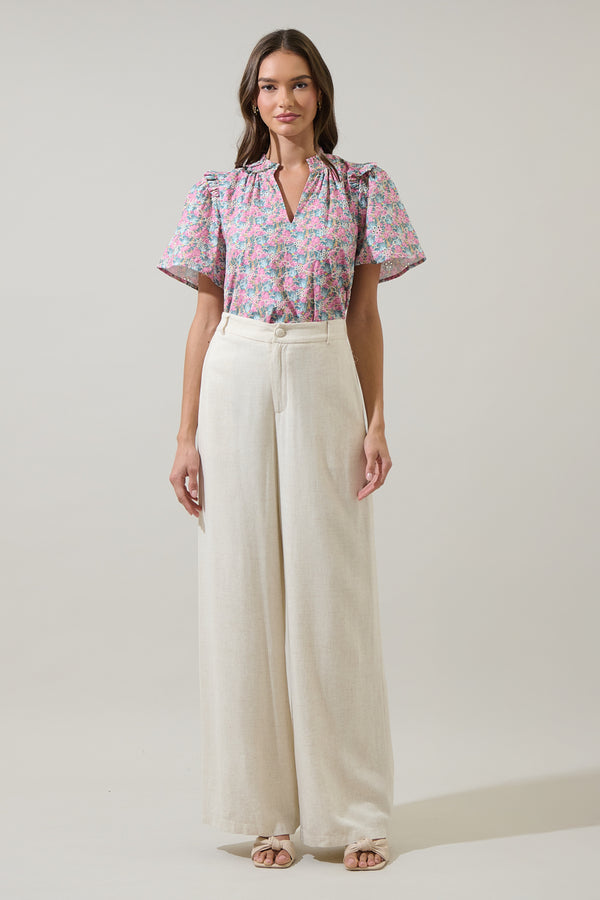 Sugarlips Gemalee Eyelet Mei Split Neck Top