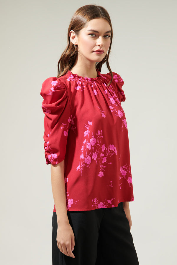 Sugarlips Gemma Floral Drape Sleeve Top