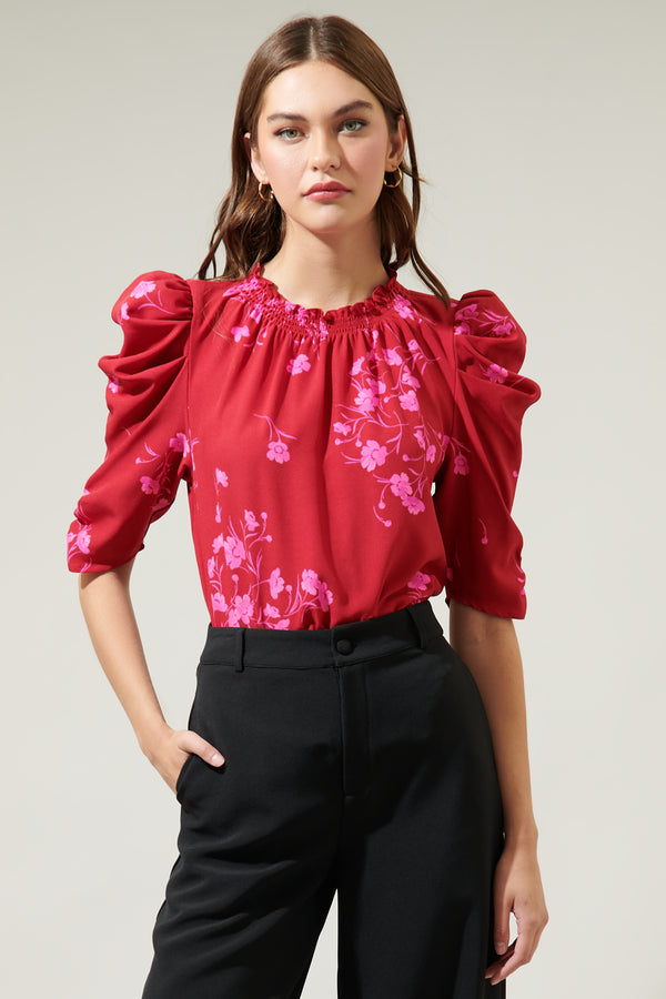 sugarlips Gemma Floral Drape Sleeve Top