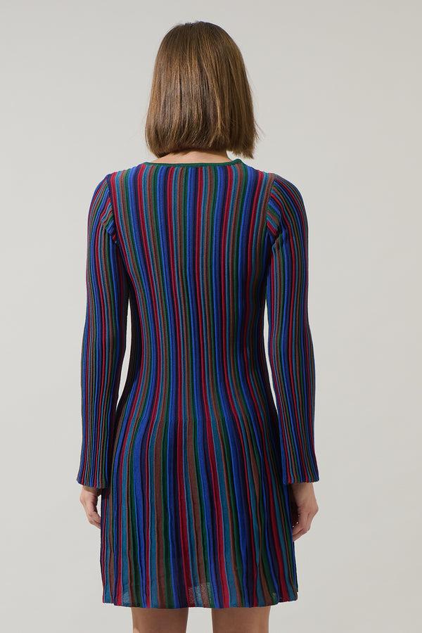 Sugarlips Genesis Rainbow Stripe Knit Mini Dress