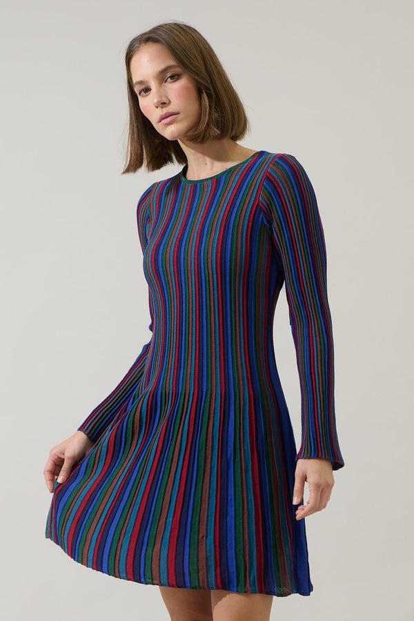 sugarlips Genesis Rainbow Stripe Knit Mini Dress