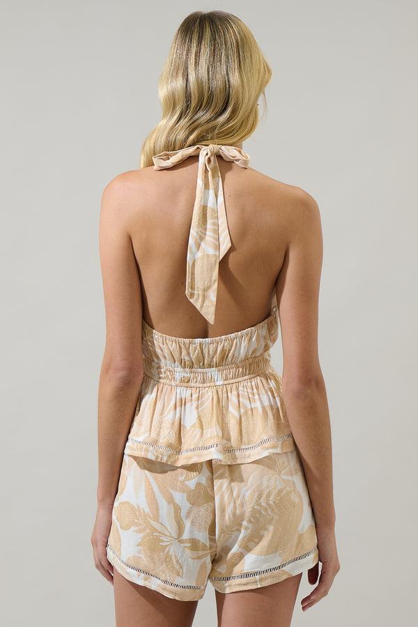 Sugarlips Geneva Floral Ruffle Halter Romper