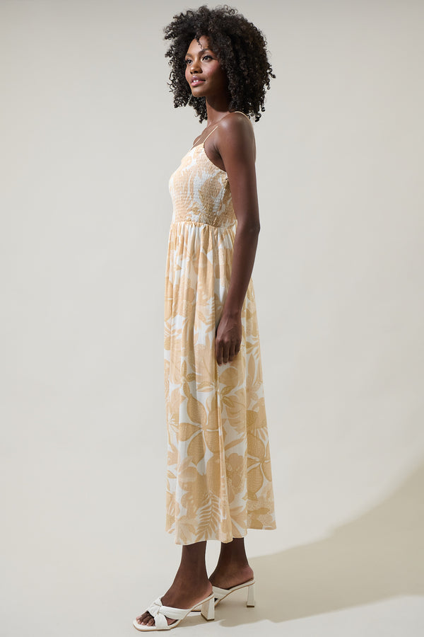 Sugarlips Geneva Floral Tell Smocked Midi Dress