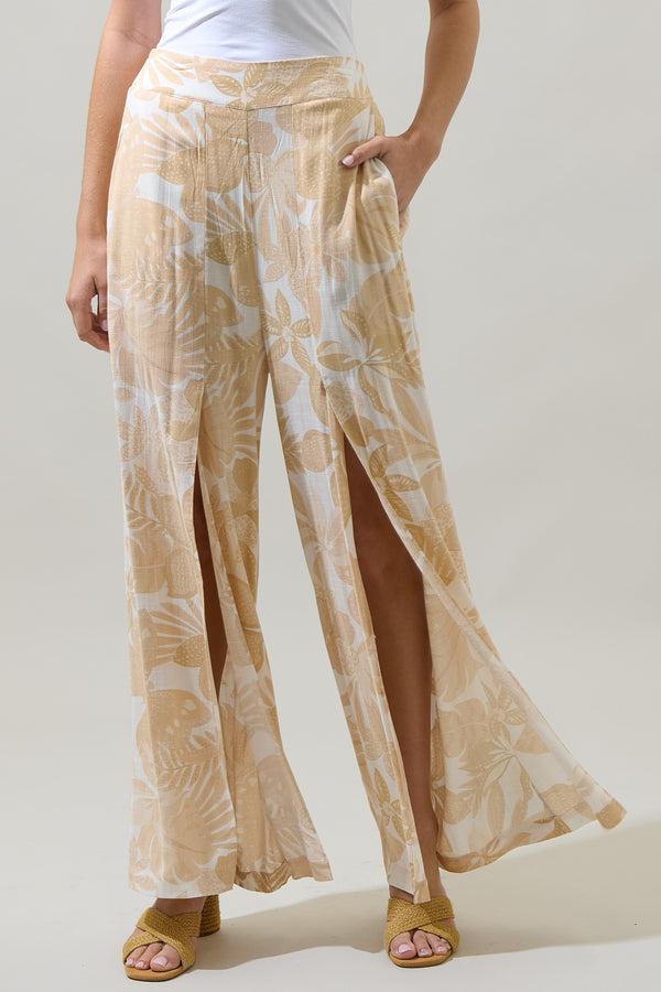 Sugarlips Geneva Floral Wide Leg Split Pants