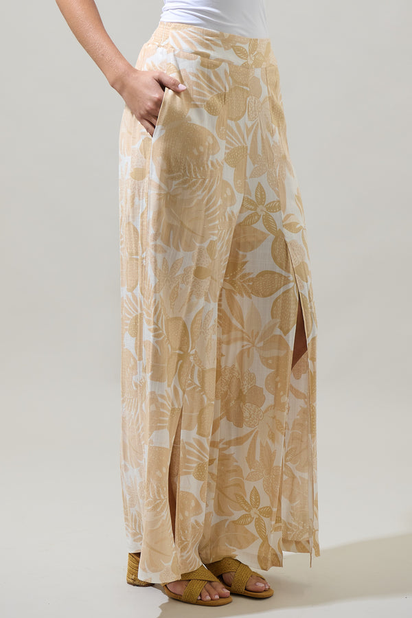 Sugarlips Geneva Floral Wide Leg Split Pants