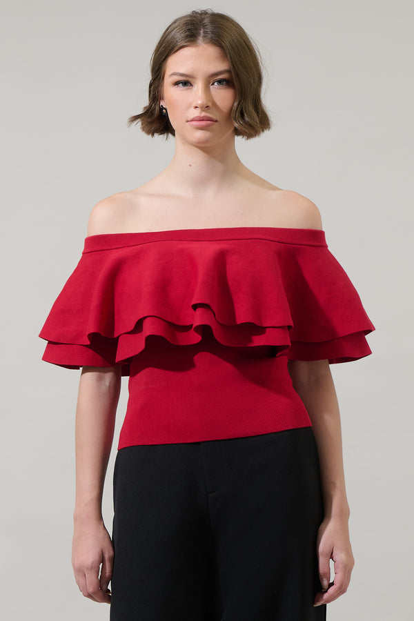 sugarlips Genoa Kaila Off the Shoulder Sweater Top
