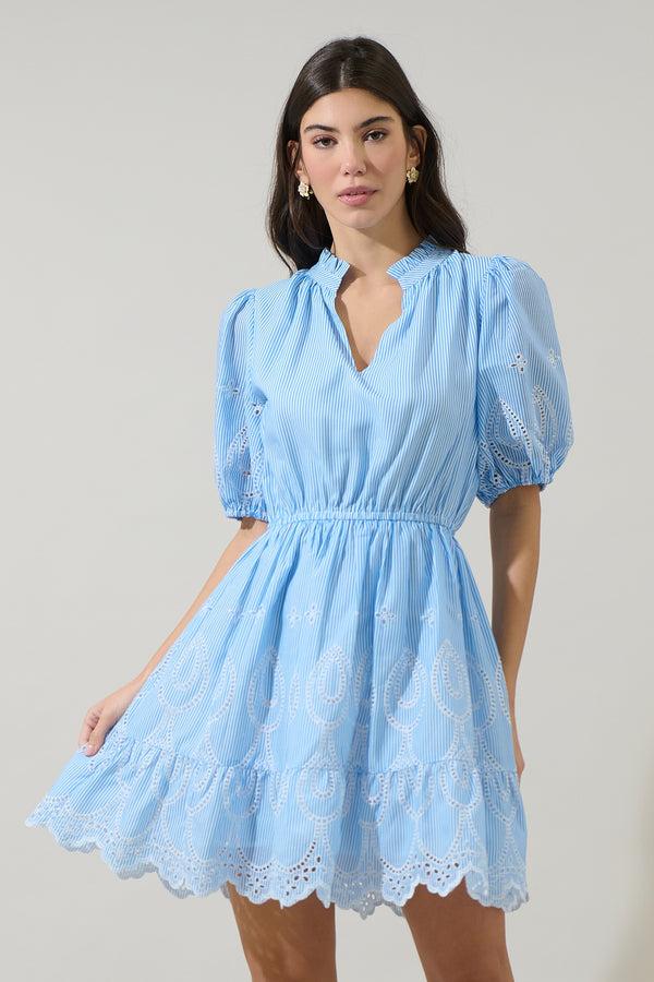Sugarlips Geyser Striped Eyelet Marissa Mini Dress