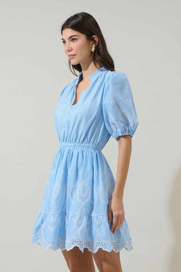 Sugarlips Geyser Striped Eyelet Marissa Mini Dress