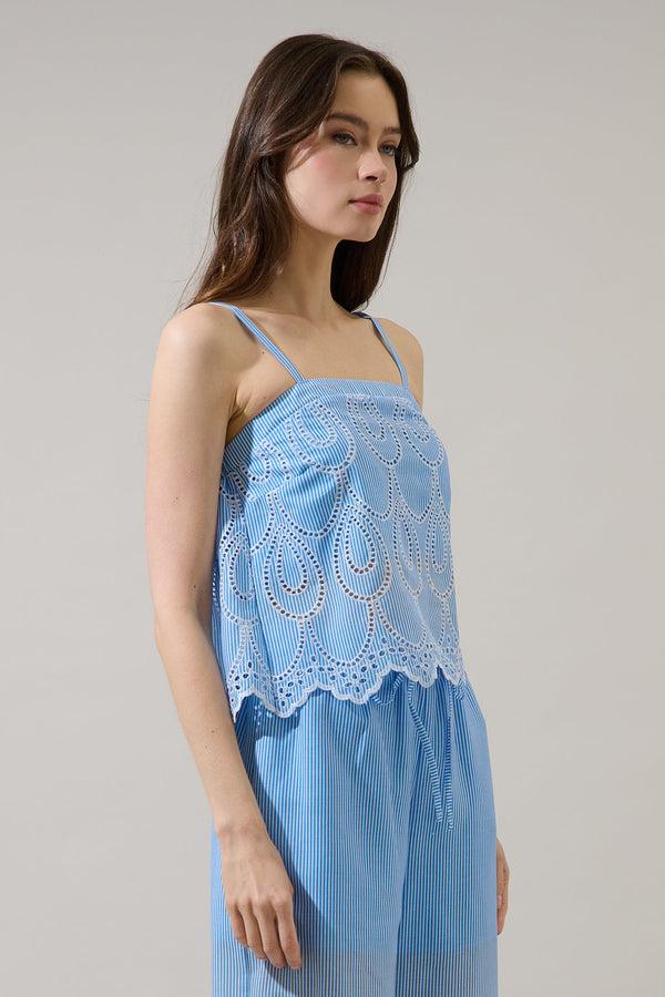 Sugarlips Geyser Striped Eyelet Tank Top
