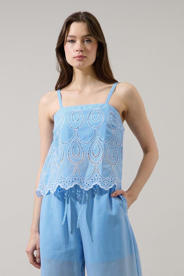 sugarlips Geyser Striped Eyelet Tank Top