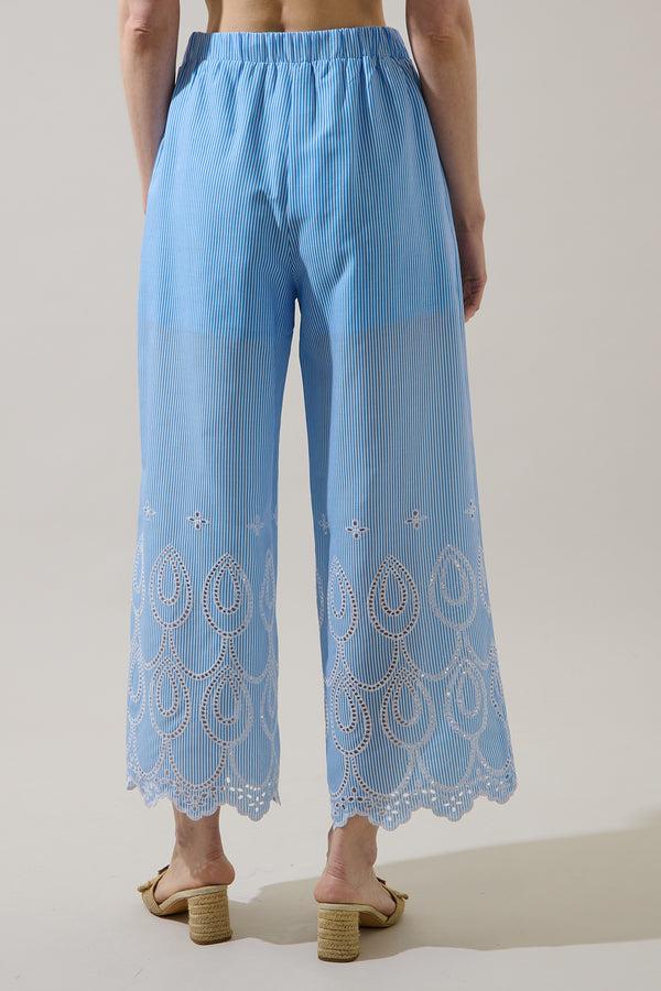 Sugarlips Geyser Striped Eyelet Wide Leg Pants