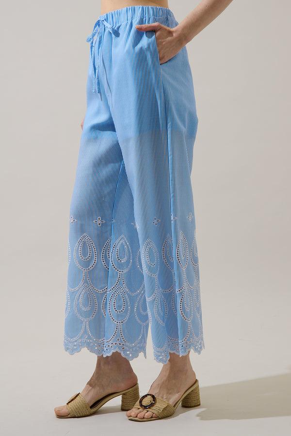 Sugarlips Geyser Striped Eyelet Wide Leg Pants