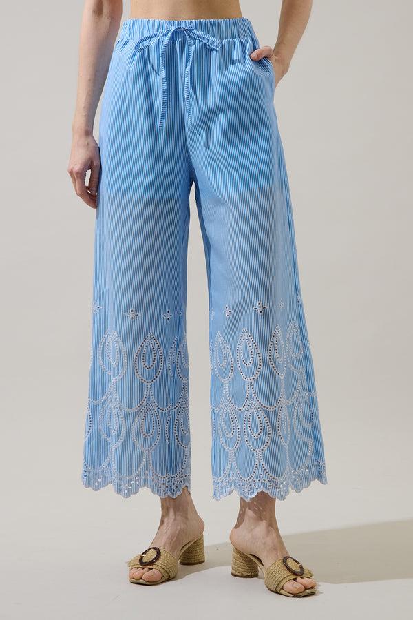 sugarlips Geyser Striped Eyelet Wide Leg Pants