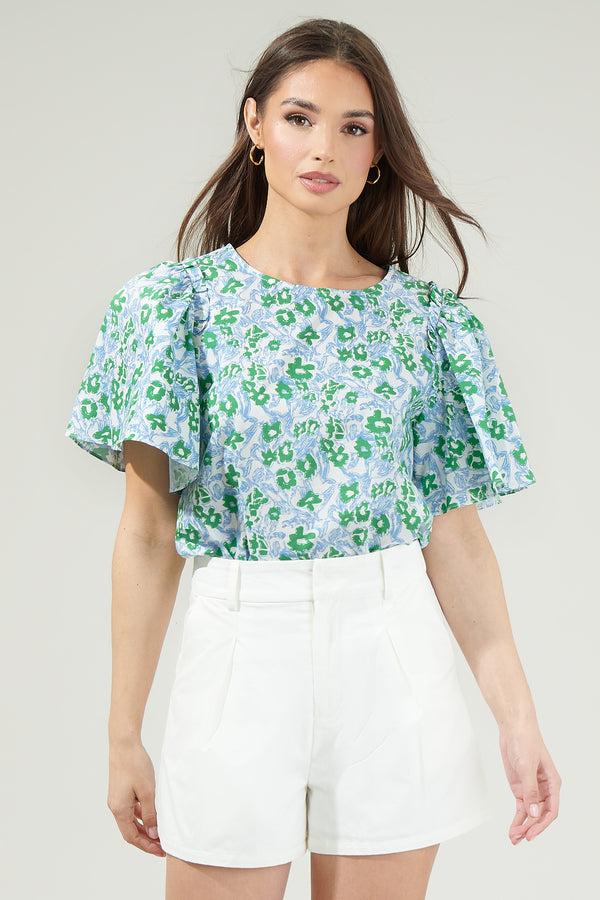 sugarlips Gianna Floral Tune Puff Sleeve Top