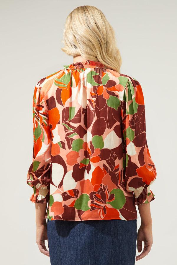 Sugarlips Gilda Rodeo Split Neck Satin Blouse