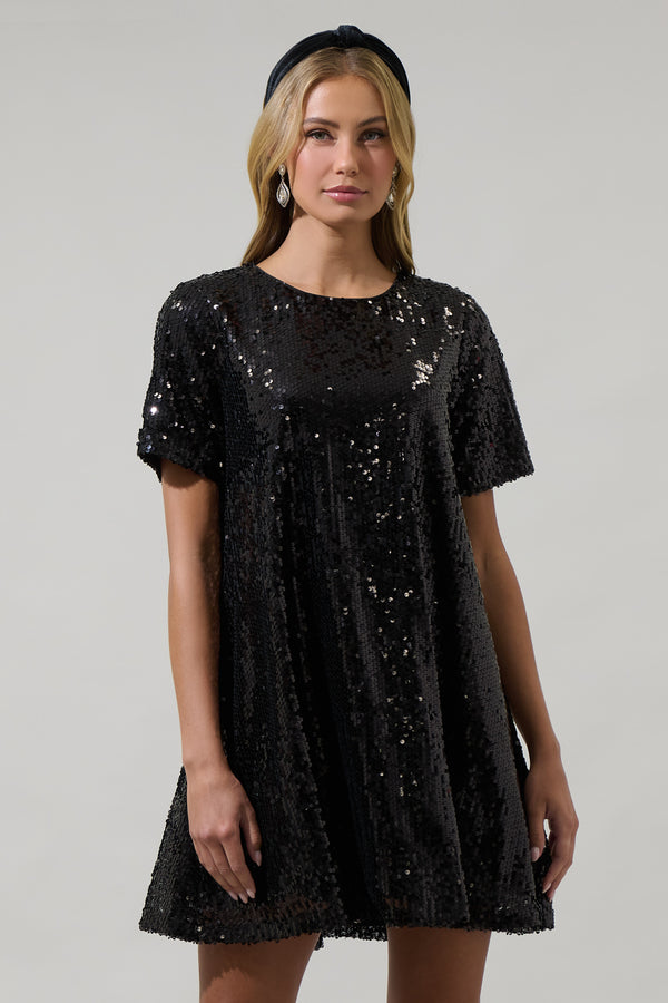 sugarlips Ginevra Sequin Trapeze Mini Dress