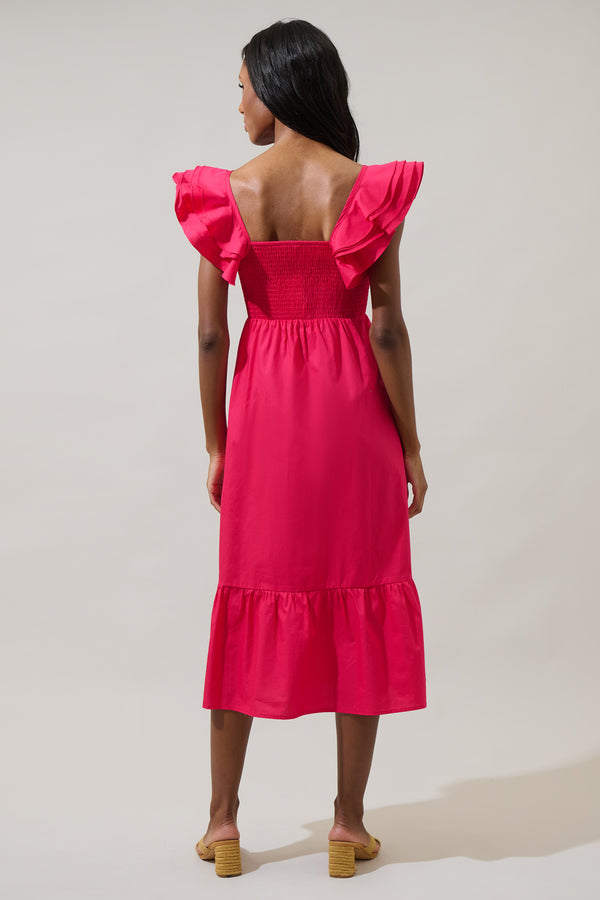 Sugarlips Girona Smocked Ruffle Midi Dress
