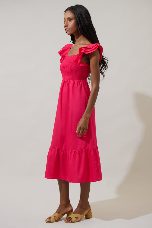 Sugarlips Girona Smocked Ruffle Midi Dress