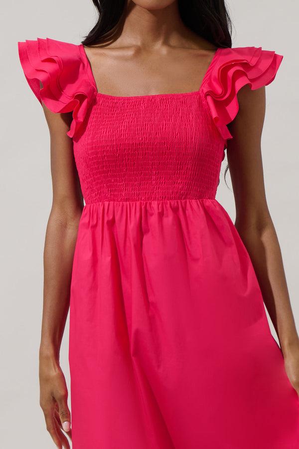 Sugarlips Girona Smocked Ruffle Midi Dress
