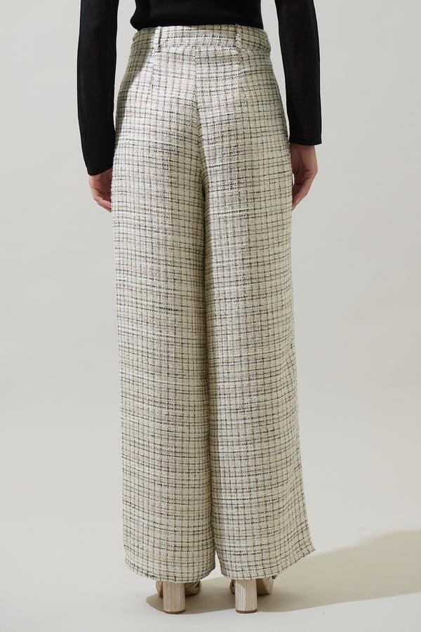 Sugarlips Gisella Tweed Chelsea Wide Leg Trousers