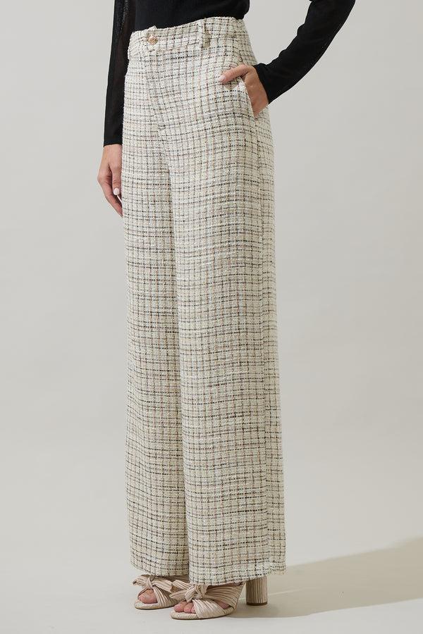 Sugarlips Gisella Tweed Chelsea Wide Leg Trousers