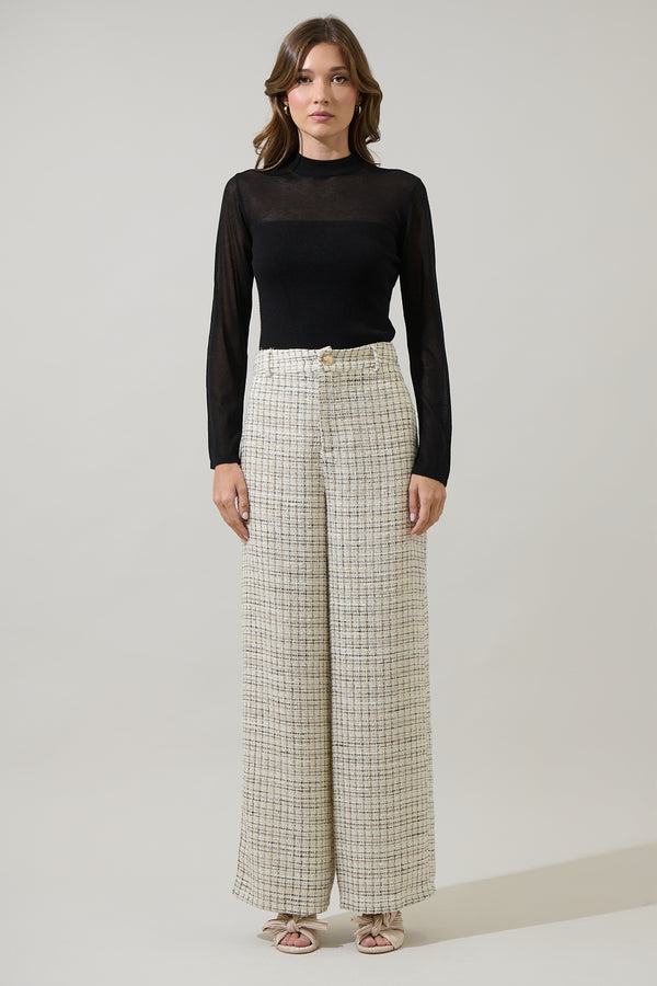 Sugarlips Gisella Tweed Chelsea Wide Leg Trousers